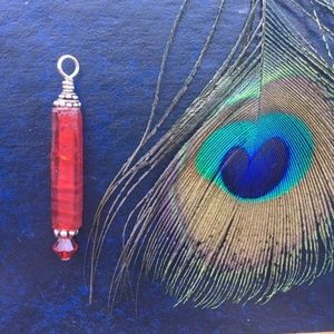 310: Red Venetian Glass Icicle Pendant